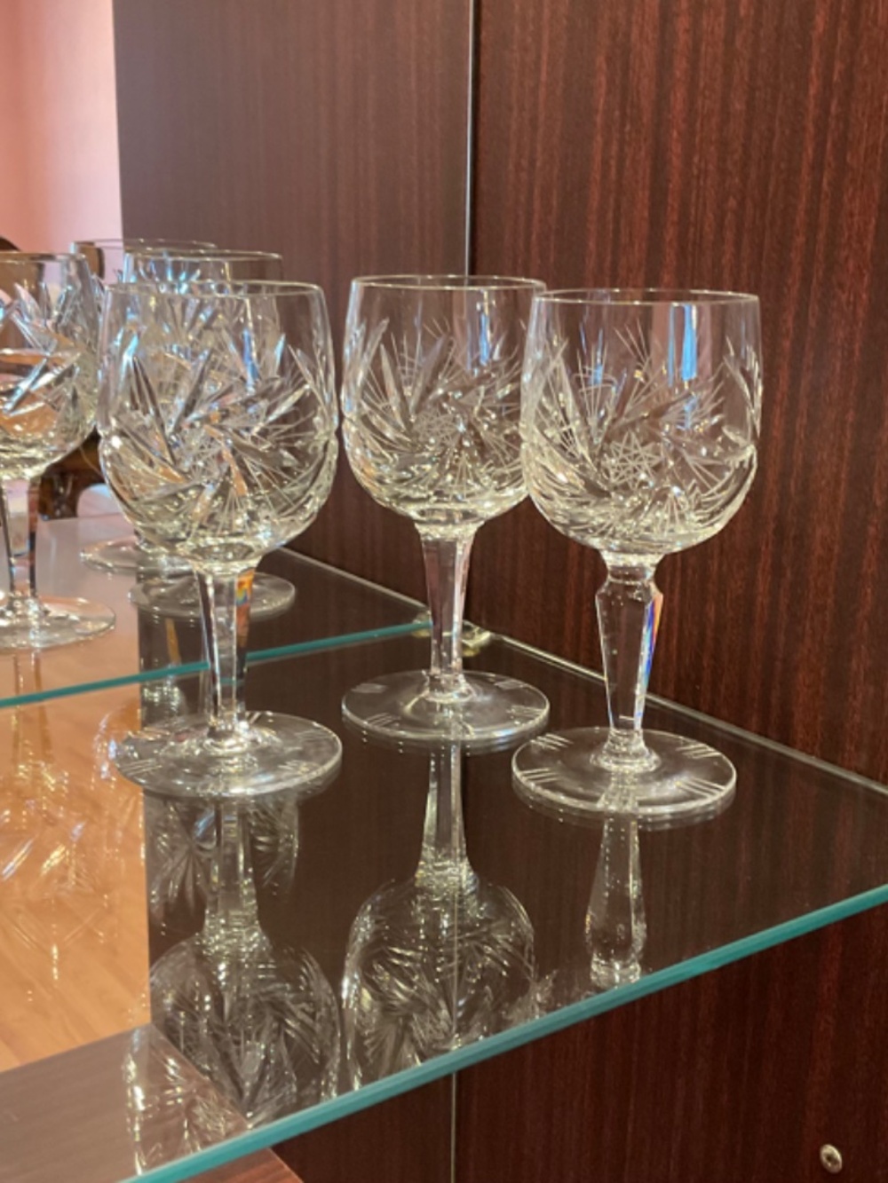 Crystal Cut Wine Glasses - Clear Stemware Set of 3